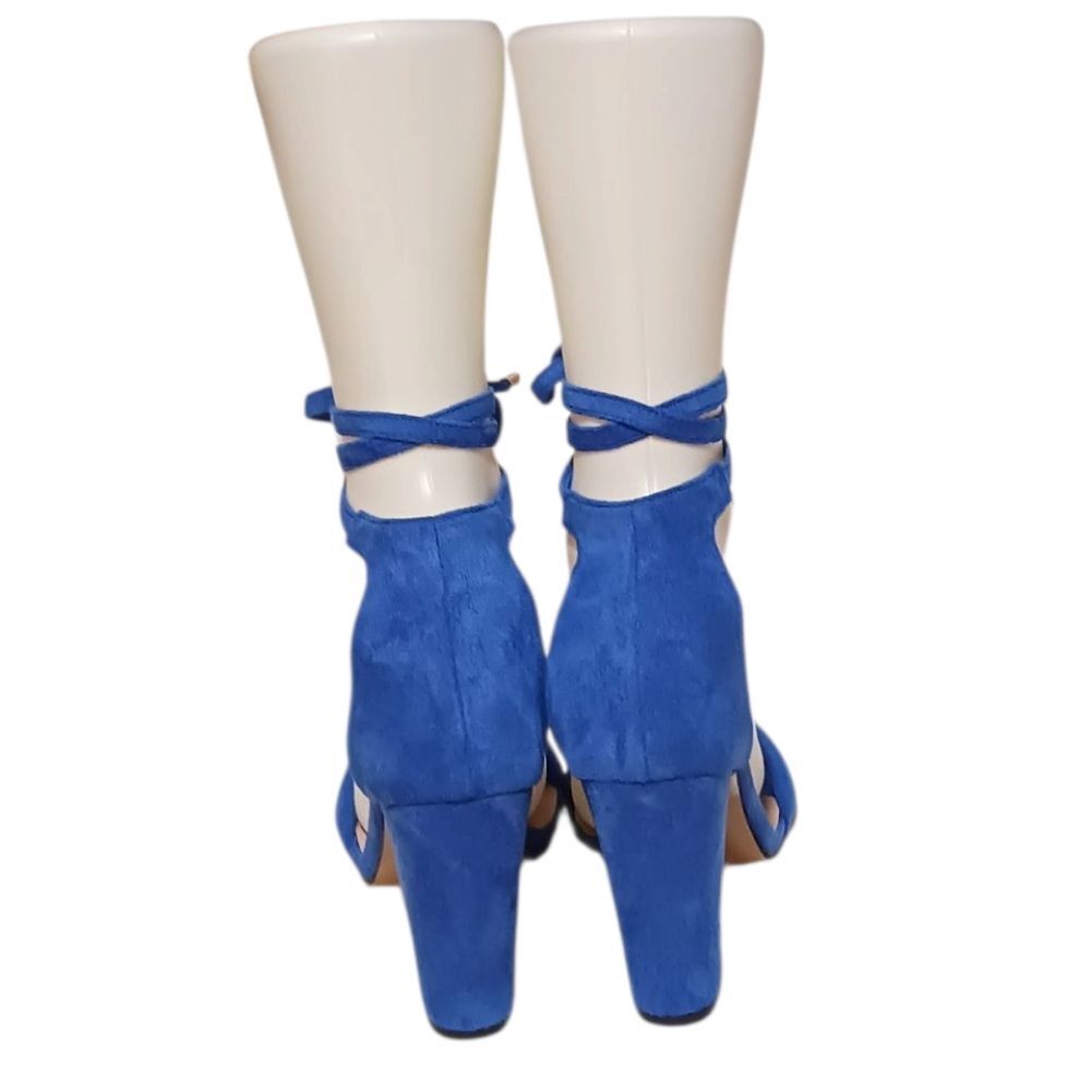 Striking Blue Heels with Secure Ankle Straps for Casual or Formal 6.5 M